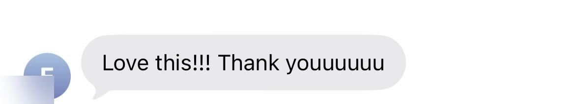 Jewelry client text message testimonial