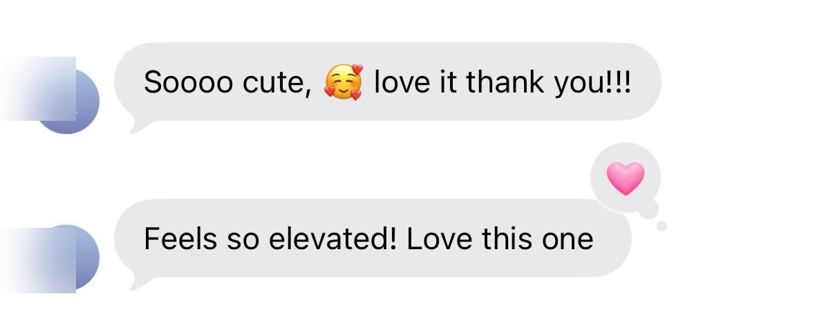 Jewelry client text message testimonial
